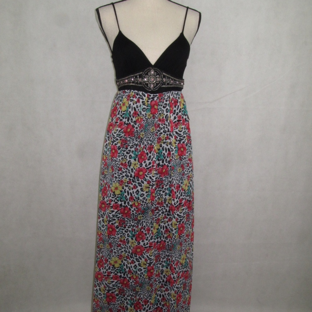 Floral Maxi Strap Dress Prom Tea Party Ball Sz S M